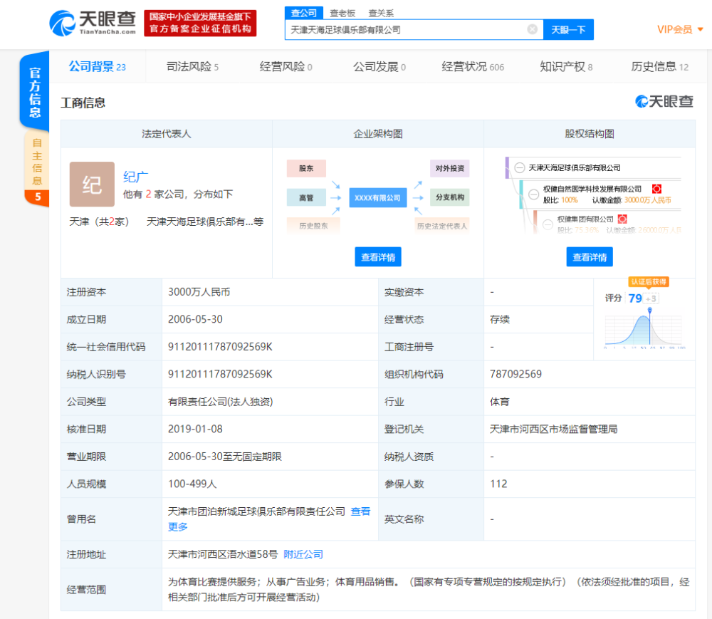 天津天海足球俱乐部官宣解散！此前为权健控股-WordPress极简博客